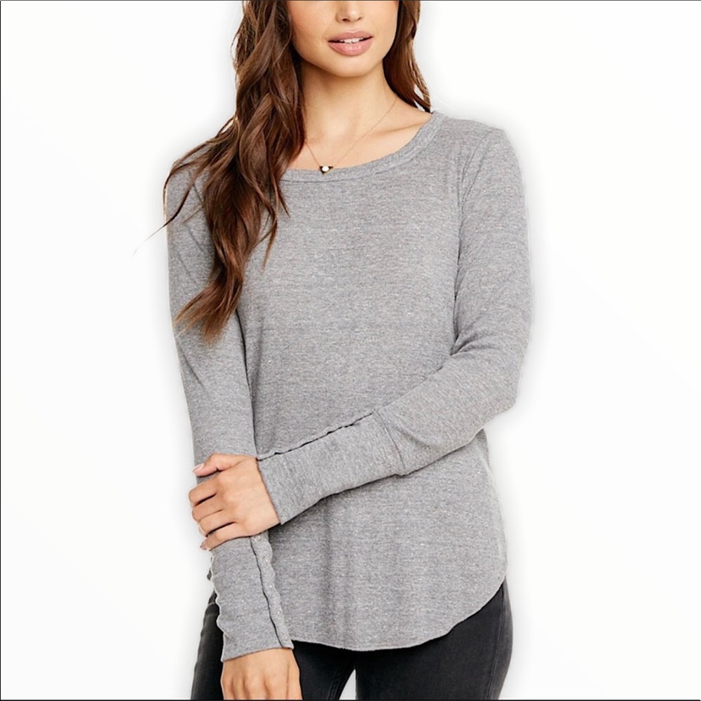 CHASER LONG SLEEVE GRAY WAFFLE THERMAL TOP